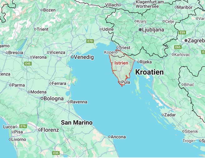 Karte von Istrien Kroatien