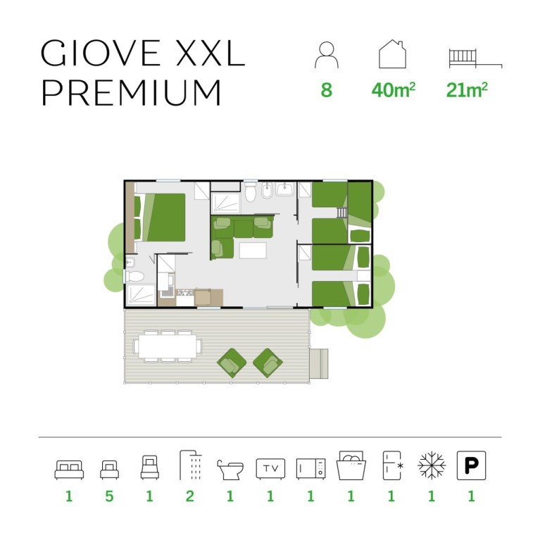 Barricata Holiday Village Mobilehome Giove XXL Premium