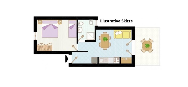 Residenz Euro Club Zweizimmer-Wohnung Bilo B3-5